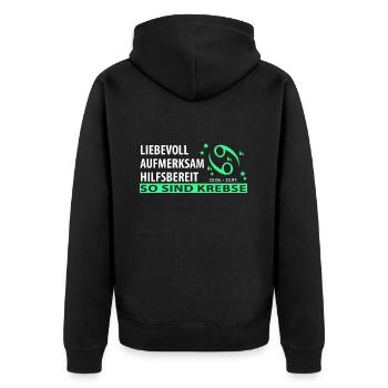 Sternzeichen Krebs - Eigenschaften - Unisex Premium Bio Zip Hoodie - Schwarz - Hinten - Nico (187cm)