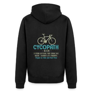 Cycopath Geschenk Radfahrer Fahrrad Fahrrad - Unisex Premium Bio Zip Hoodie - Schwarz - Hinten - Nico (187cm)