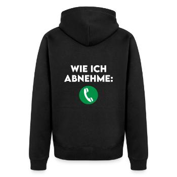 Wie Ich Abnehme: Fett Verbrennen Diät Lustig - Unisex Premium Bio Zip Hoodie - Schwarz - Hinten - Nico (187cm)