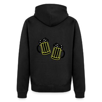 Bier Symbol Saufen - Unisex Premium Bio Zip Hoodie - Schwarz - Hinten - Nico (187cm)