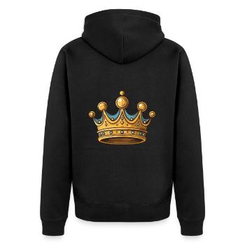 Krone Symbol - Unisex Premium Bio Zip Hoodie - Schwarz - Hinten - Nico (187cm)