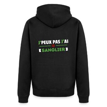 Je Peux Pas J'ai Sanglier Cadeau Chasse Chasseur - Veste à capuche bio Premium Unisexe - noir - Dos - Nico (187cm)