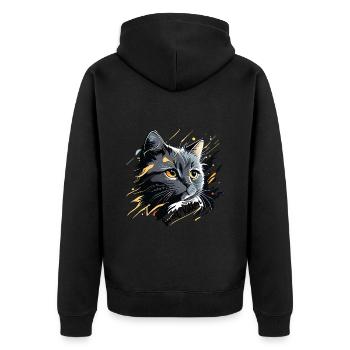 graues Kätzchen, Katze - Unisex Premium Bio Zip Hoodie - Schwarz - Hinten - Nico (187cm)