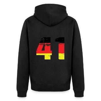 41 Numéro Allemagne Jersey - Veste à capuche bio Premium Unisexe - noir - Dos - Nico (187cm)