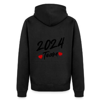 2024 Team Heart - Unisex Premium Organic Zip Hoodie - black - Back - Nico (187cm)