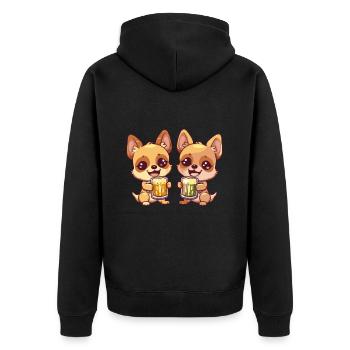 Chihuahua Hunde Bier Party Trinken - Unisex Premium Bio Zip Hoodie - Schwarz - Hinten - Nico (187cm)