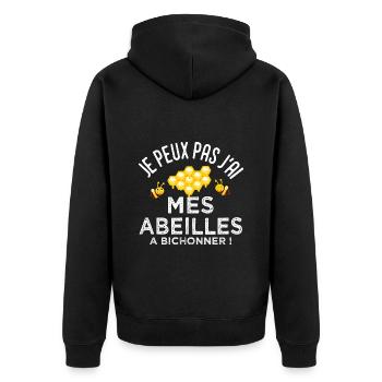 abeille hapiculteur je peux pas j ai mes abeilles - Veste à capuche bio Premium Unisexe - noir - Dos - Nico (187cm)