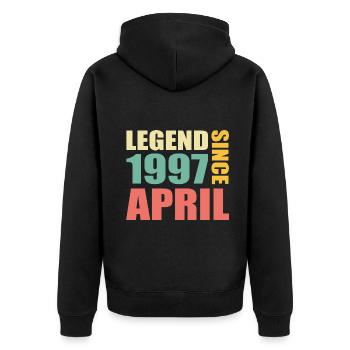 26. Geburtstag April Jahrgang 1997 Geschenkidee - Unisex Premium Bio Zip Hoodie - Schwarz - Hinten - Nico (187cm)