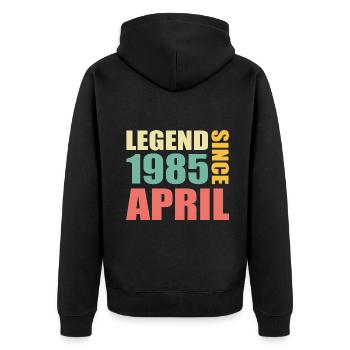 38e anniversaire avril Né en 1985 Idée cadeau - Veste à capuche bio Premium Unisexe - noir - Dos - Nico (187cm)
