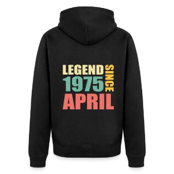 48e anniversaire Avril Né en 1975 Idée cadeau - Veste à capuche bio Premium Unisexe - noir - Dos - Nico (187cm)