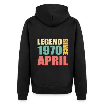 53e anniversaire Avril Né en 1970 Idée cadeau - Veste à capuche bio Premium Unisexe - noir - Dos - Nico (187cm)