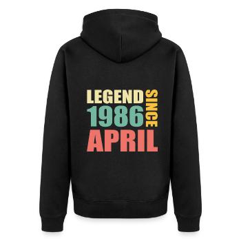 37e anniversaire April Born 1986 Idée cadeau - Veste à capuche bio Premium Unisexe - noir - Dos - Nico (187cm)