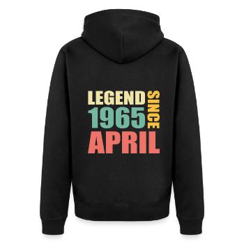 58e anniversaire Avril Né en 1965 Idée cadeau - Veste à capuche bio Premium Unisexe - noir - Dos - Nico (187cm)