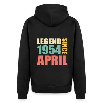 69e anniversaire Avril Né en 1954 Idée cadeau - Veste à capuche bio Premium Unisexe - noir - Dos - Nico (187cm)