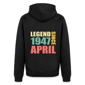 76e anniversaire Avril Né en 1947 Idée cadeau - Veste à capuche bio Premium Unisexe - noir - Dos - Nico (187cm)