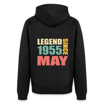 68. Geburtstag Mai Jahrgang 1955 Geschenkidee - Unisex Premium Bio Zip Hoodie - Schwarz - Hinten - Nico (187cm)