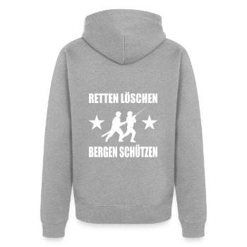 Feuerwehr - Unisex Premium Bio Zip Hoodie - Grau meliert - Hinten - Nico (187cm)
