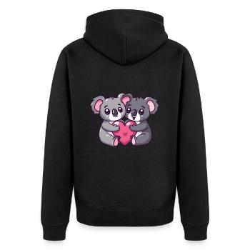 Koala Bande Dessinée Couple Amour - Veste à capuche bio Premium Unisexe - noir - Dos - Nico (187cm)
