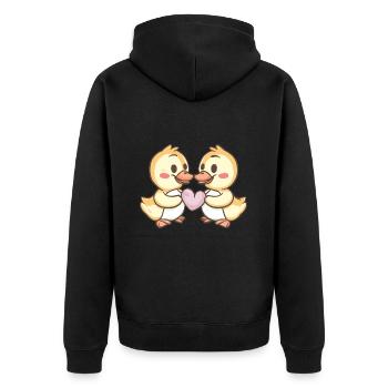 Duck Couple Love Couple In Love - Unisex Premium Organic Zip Hoodie - black - Back - Nico (187cm)
