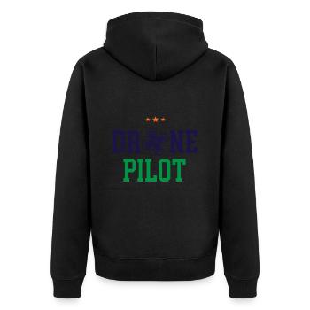 Drohnen-Pilot - Unisex Premium Bio Zip Hoodie - Schwarz - Hinten - Nico (187cm)