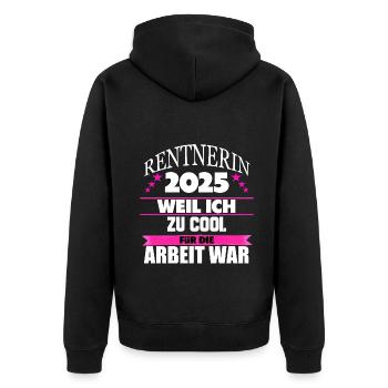 Rente Ruhestand Rentner Geschenk - Unisex Premium Bio Zip Hoodie - Schwarz - Hinten - Nico (187cm)