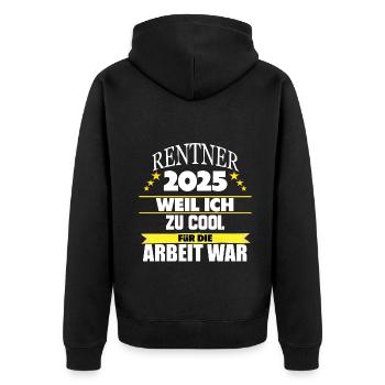 Rente Ruhestand Rentner Geschenk - Unisex Premium Bio Zip Hoodie - Schwarz - Hinten - Nico (187cm)