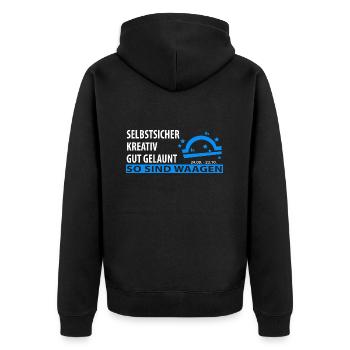 Sternzeichen Waage Eigenschaften, Tierkreiszeichen - Unisex Premium Bio Zip Hoodie - Schwarz - Hinten - Nico (187cm)