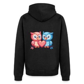 Couple De Hibou Amoureux Animal Saint Valentin - Veste à capuche bio Premium Unisexe - noir - Dos - Nico (187cm)
