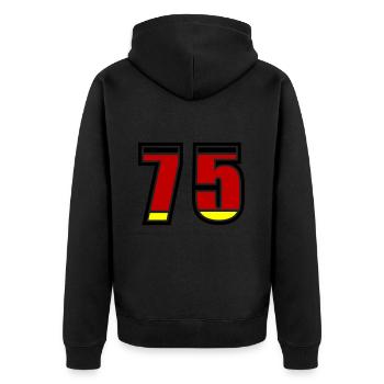 75 Nummer Deutschland Trikot - Unisex Premium Bio Zip Hoodie - Schwarz - Hinten - Nico (187cm)