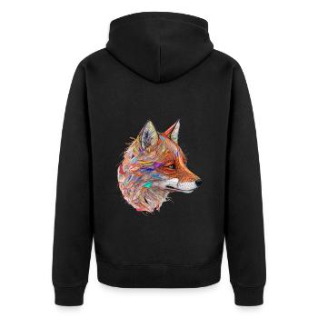 Fox Fox Motif Animals Gift Art Animal Motif - Unisex Premium Organic Zip Hoodie - black - Back - Nico (187cm)