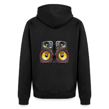 Musik Boxen Symbol Bass - Unisex Premium Bio Zip Hoodie - Schwarz - Hinten - Nico (187cm)