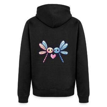 Libellule Couple Amoureux Animal Saint Valentin - Veste à capuche bio Premium Unisexe - noir - Dos - Nico (187cm)