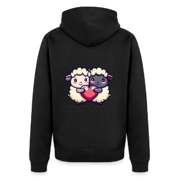 Schaf Paar Liebe Couple Verliebt - Unisex Premium Bio Zip Hoodie - Schwarz - Hinten - Nico (187cm)