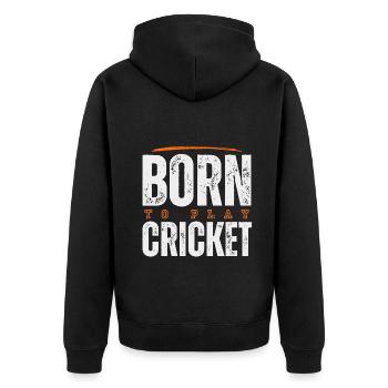 Geboren, um Cricket zu spielen. - Unisex Premium Bio Zip Hoodie - Schwarz - Hinten - Nico (187cm)