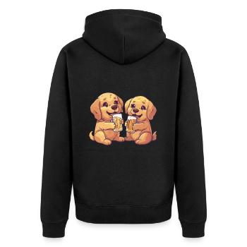 Golden Retriever Hunde Bier Lustig - Unisex Premium Bio Zip Hoodie - Schwarz - Hinten - Nico (187cm)