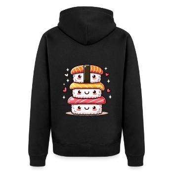 Cuisine japonaise Kawaii Sushi Lover - Veste à capuche bio Premium Unisexe - noir - Dos - Nico (187cm)
