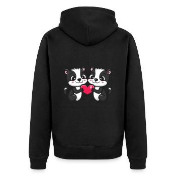 Skunk Couple Amoureux Animal Saint Valentin - Veste à capuche bio Premium Unisexe - noir - Dos - Nico (187cm)