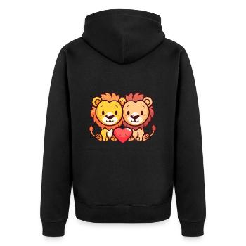 Lion Couple Amour Couple Amoureux - Veste à capuche bio Premium Unisexe - noir - Dos - Nico (187cm)