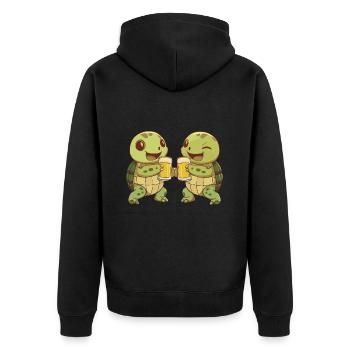 Turtle Comic Beer Funny Booze - Unisex Premium Organic Zip Hoodie - black - Back - Nico (187cm)