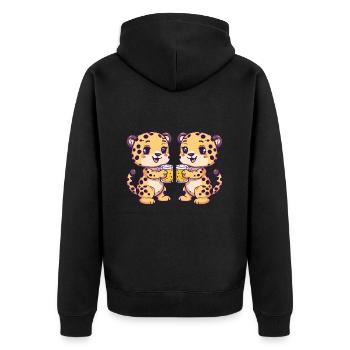 Leopard Comic Bier Lustig Saufen - Unisex Premium Bio Zip Hoodie - Schwarz - Hinten - Nico (187cm)