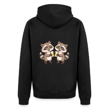 Raccoon Beer Funny Booze - Unisex Premium Organic Zip Hoodie - black - Back - Nico (187cm)