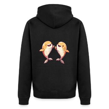 Wal Bier Lustig Party - Unisex Premium Bio Zip Hoodie - Schwarz - Hinten - Nico (187cm)