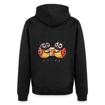 Marienkäfer Comic Bier Party - Unisex Premium Bio Zip Hoodie - Schwarz - Hinten - Nico (187cm)