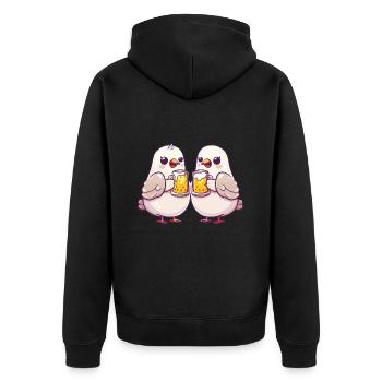 Taube Vogel Comic Bier Party Trinken - Unisex Premium Bio Zip Hoodie - Schwarz - Hinten - Nico (187cm)