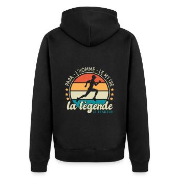papa traileur l homme e mythe fête des pères - Veste à capuche bio Premium Unisexe - noir - Dos - Nico (187cm)