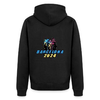 Barcelone 2024 Vacances Palmiers Colorés - Veste à capuche bio Premium Unisexe - noir - Dos - Nico (187cm)