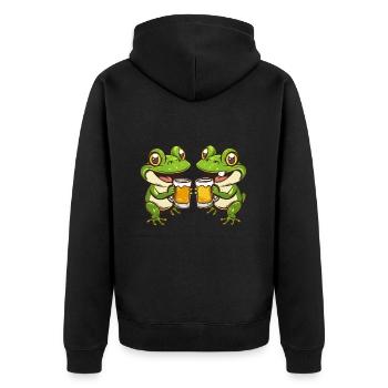 Frosch Bier Lustig Saufen - Unisex Premium Bio Zip Hoodie - Schwarz - Hinten - Nico (187cm)