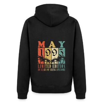 Mai 1995 | Mai 1995 Mai 1995 Cadeau d’anniversaire - Veste à capuche bio Premium Unisexe - noir - Dos - Nico (187cm)