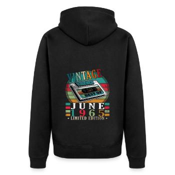 60th Birthday Cassette June 1965 - Unisex Premium Organic Zip Hoodie - black - Back - Nico (187cm)