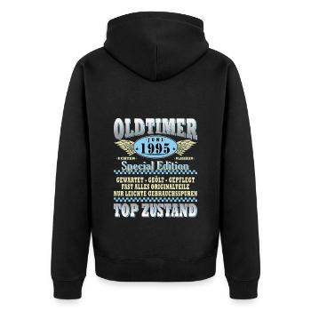 30. Geburtstag Geschenk Mann Oldtimer Juni 1995 - Unisex Premium Bio Zip Hoodie - Schwarz - Hinten - Nico (187cm)